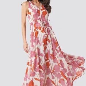 Mango Luzia Maxi Dress Pink and Red Floral Maxi Dress Size 2
